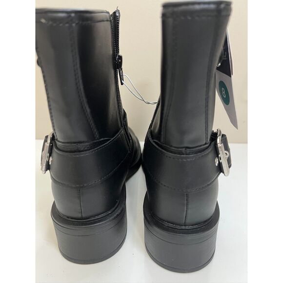 NWT Universal Thread Connor Harness faux black leather biker boot. Size 8 (W). - Picture 3 of 7